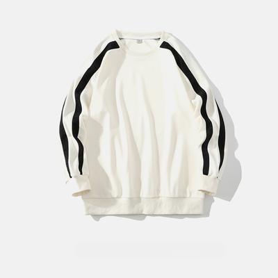 Maglione da uomo a maniche lunghe con girocollo, primaverile e autunnale, con contrasti a righe e inserti.