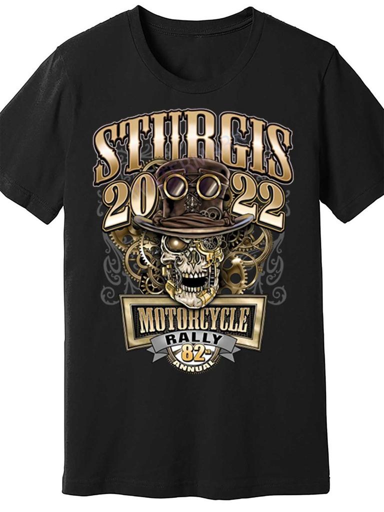 S Official Sturgis Motorcycle Rally 82Nd Anniversary T-Shirt - Vintage Steampunk Biker Tee with Gold