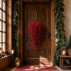 Artificial Red Teardrop Hanging Ornaments for Christmas and New Year, Door Wall Window Holiday Decoration