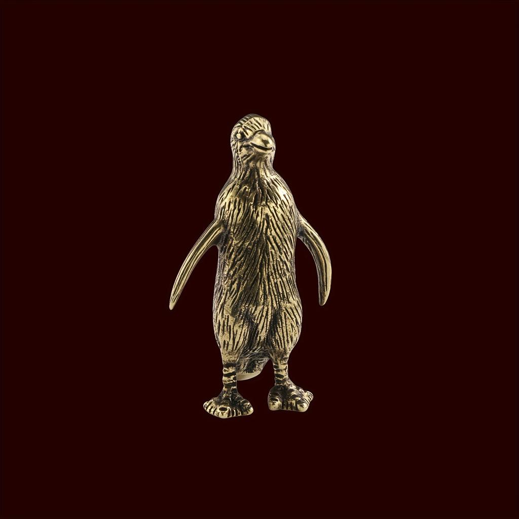 1Pc Pure Copper Emperor Penguin Copper Ornament, Creative Bronze Handle, Tea Pet Desktop Decorative Copper Handicrafts