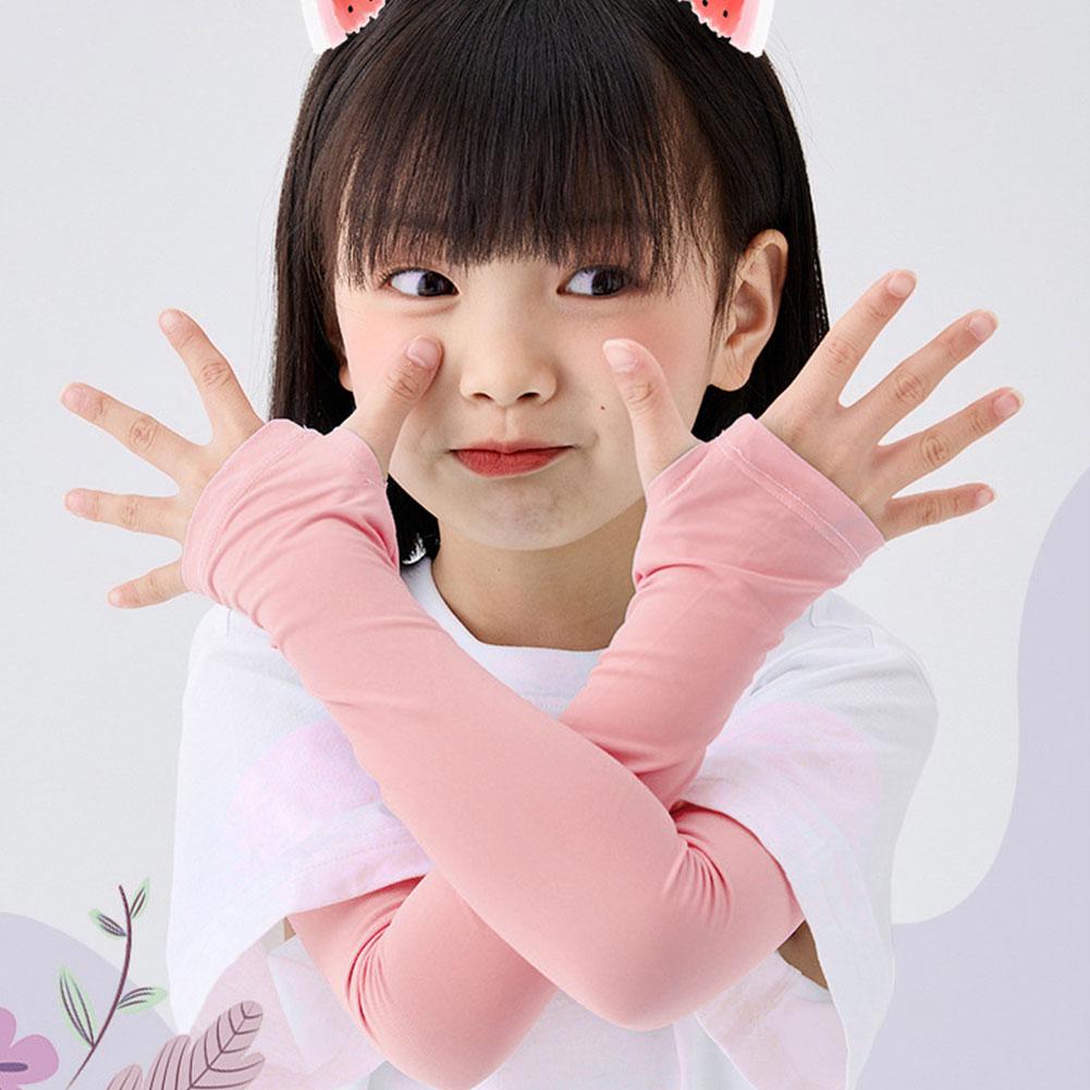 1 Pair Summer Cooling Arm Guard Sleeves Solid Color Cover Sleeve Outdoor Sun UV Protection For Kids Driving Sports Activities