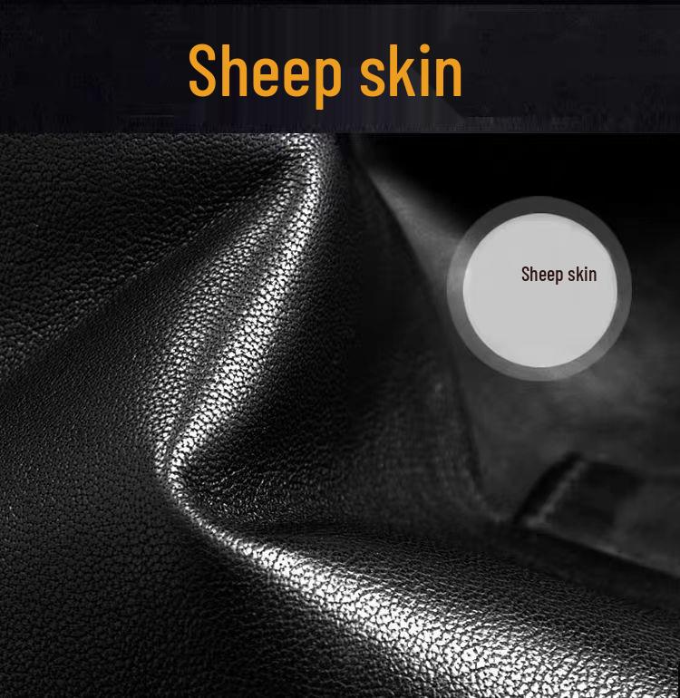 Men's Genuine Leather Stand Collar Jacket - Trendy, Versatile, Business Casual Motorcycle Outerwear