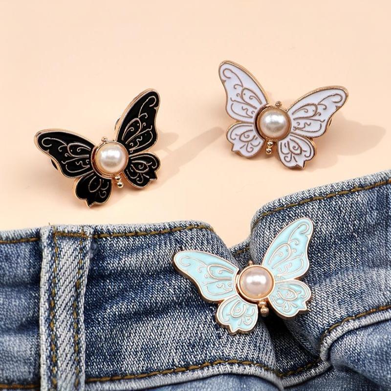 Butterfly Jeans Button Adjustable Clips Waist Tightener Buckle Adjuster For Pants Skirt Retractable Button Pin