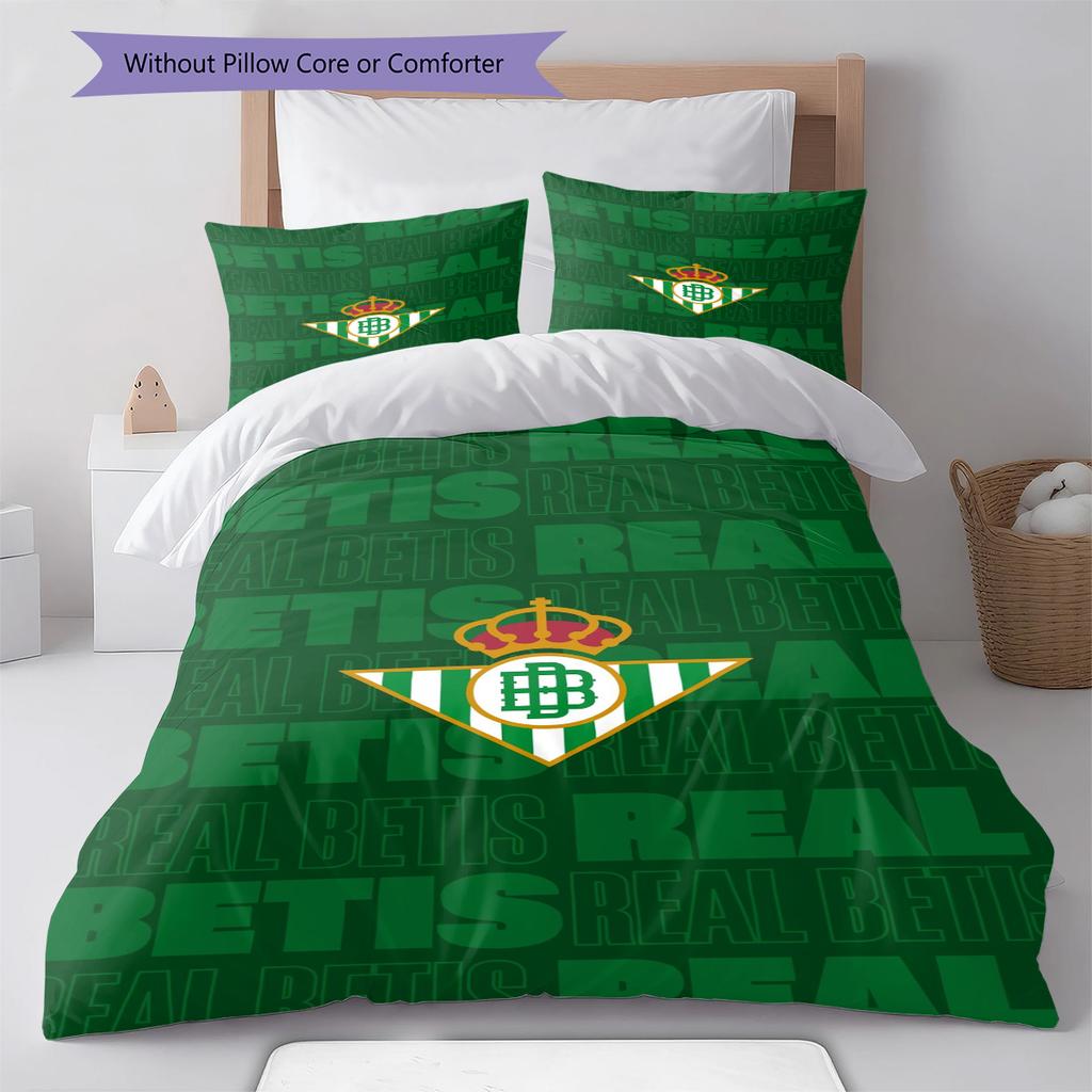 Real Betis Balompié Pattern Bedding Set Quilt Cover Pillowcase Home Decor Gift (1 * Duvet Cover + 2 * Pillowcase, Without Core)