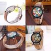 Retro Striped Leather Strap Quartz Watch With Leather Case For Unisex