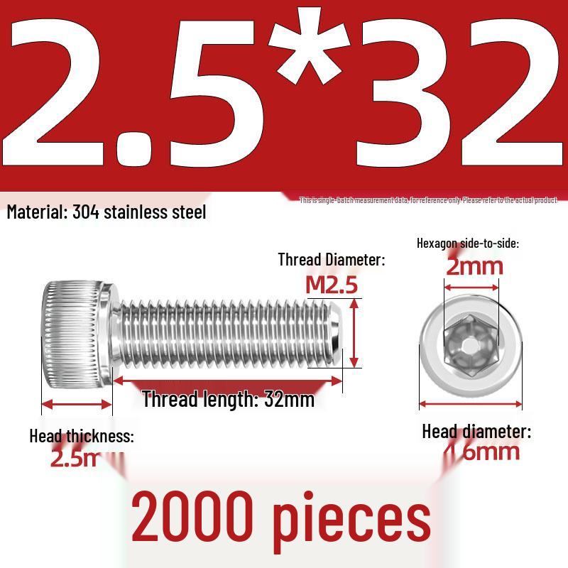 304 Stainless Steel Hex Socket Head Cap Screws, M2-M10, Extended Length