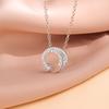 Fashion 925 Sterling Silver Moon And Star Crystal Pendant Necklaces