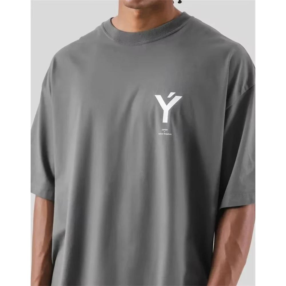 ONE POINT LYFT Print Big T Shirt Men Running Sport Gym Fitness Training Oversize 100% Cotton T-shirt Mens Bodybuilding Tee Tops