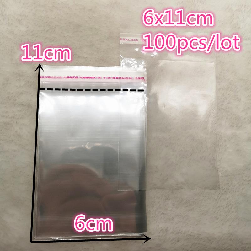 100pcs 6x11,8x11,9x13,10x15,12x15,14x14cm Resealable Poly Bag Transparent Plastic Bags Self Adhesive Seal Jewellery Making Bag