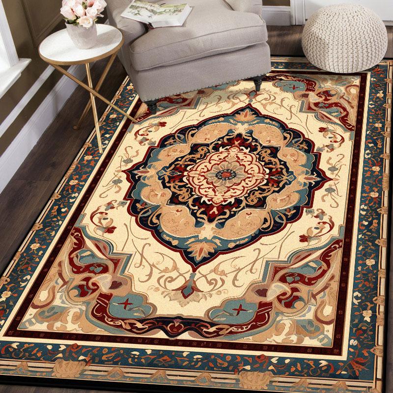 

Persian Room Decor Bedroom Carpet Floral Design Non-slip Decorative Rug for Living Room Easy Clean Dressing Table Mat Washable 60x90cm