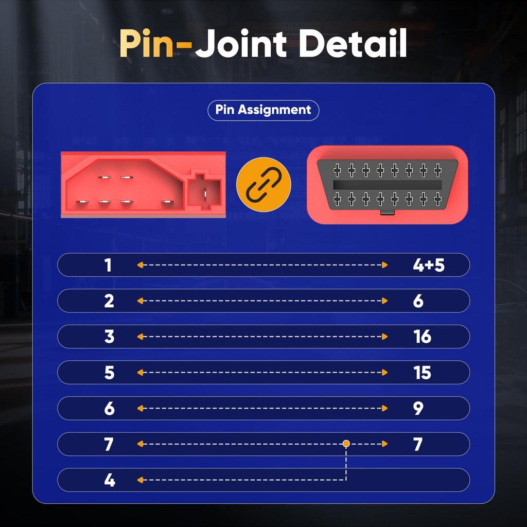 Autel 7 Pin OBD1 To OBD2 Adapter Cable For Ford, 7Pin OBD1 To 16 Pin OBD2 Diagnostic Cable, Fit For Ford Vehicles With 7Pin Port, Work With Scan Tool