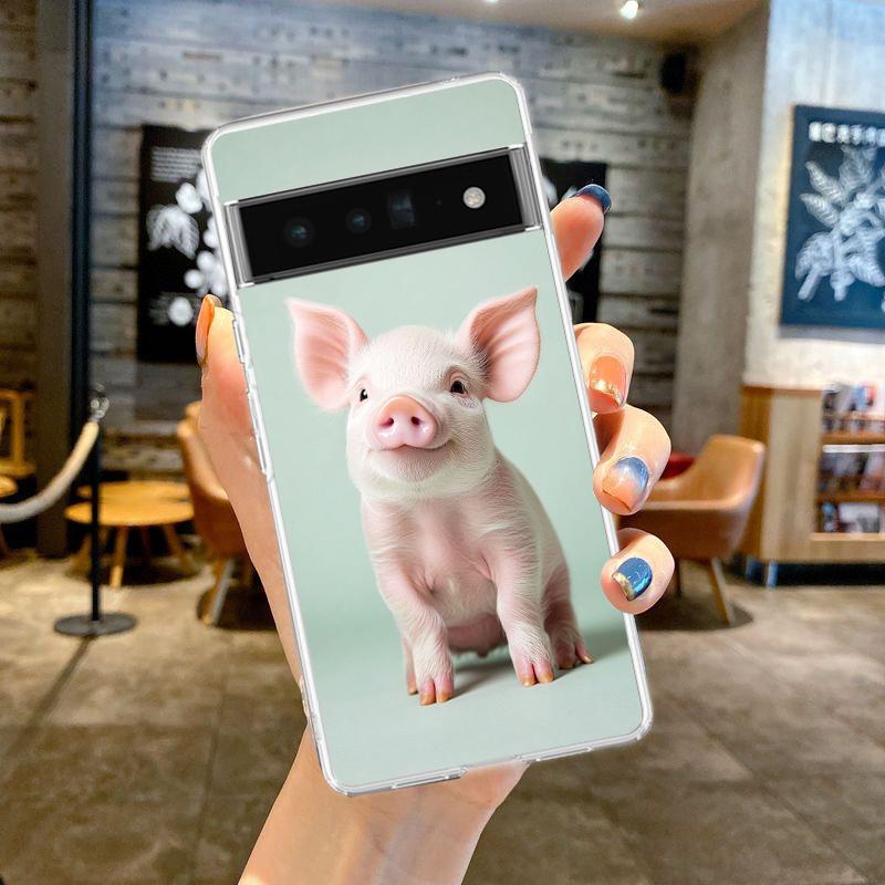 

Phone Case Cover for Google Pixel 9 8 7 6 5 4 4XL 7A 6A 5A 4A 3A Pro XL 5G Transparent Soft TPU Shell Cute Pig Pattern Funda Bag for Pixel 8