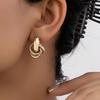 1 Pairs Metal Knot Hoop Earrings for Women Fashion Gold Silver Color Geometric Earring Cute Jewelry for Daily Wear
