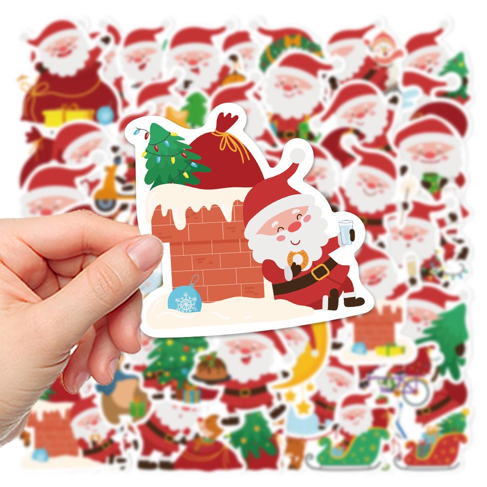 50 Waterproof Santa Claus Stickers - Festive DIY Decals for Gifts, Cups, Phones & Computers