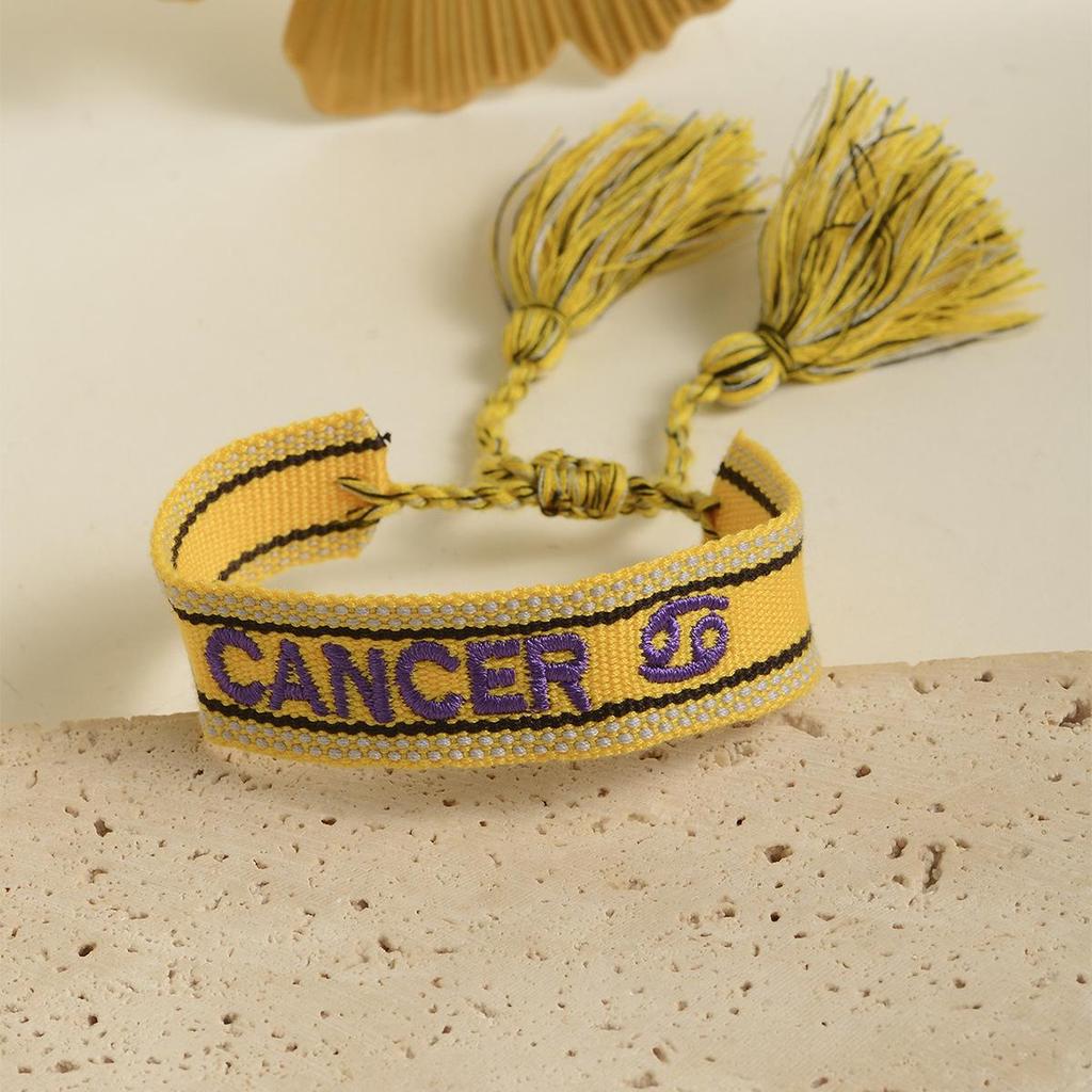 Handmade Constellations Embroidery Bracelet with Ribbon and Tassel