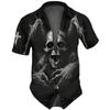 Horror Skulls Print  Men's Shirts Summer Hip Hop Style Short Sleeve Lapel Shirts For Men Streetwear Hawaiian Beach Holiday Shirt