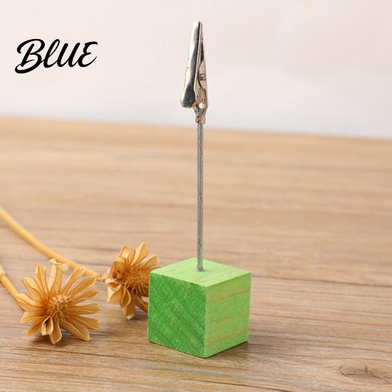 Organizzatore da scrivania per ufficio 2 pezzi Base cubica in legno Portamemo con clip Mini