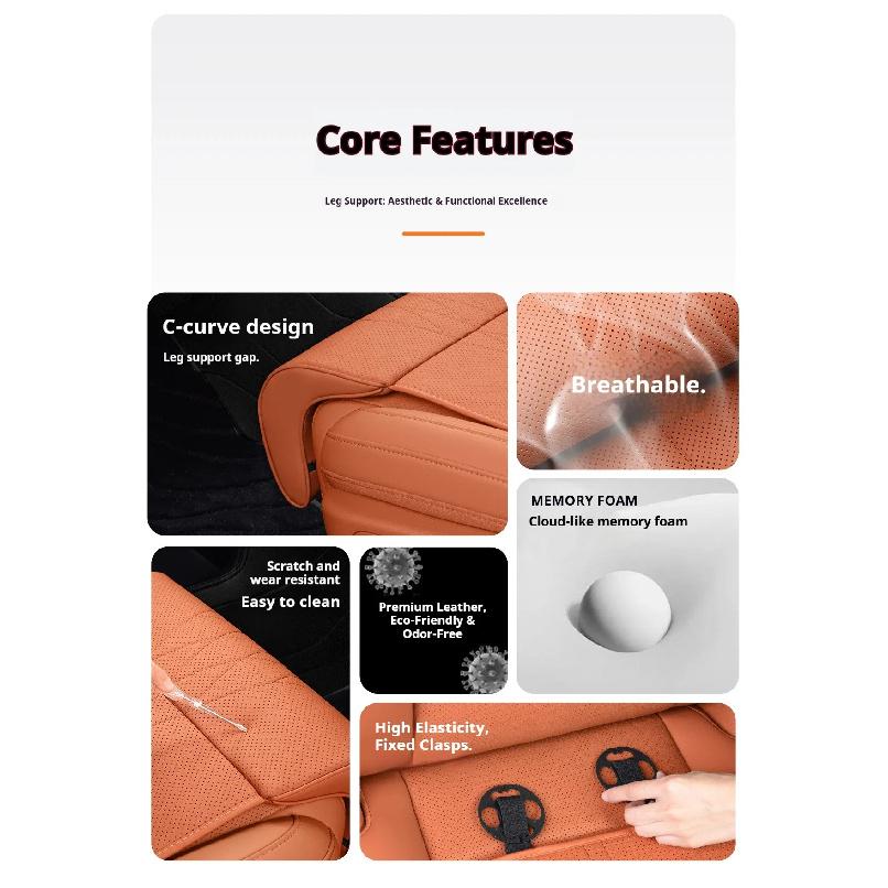 For Toyota RAV4 Land Cruiser Prado 15 New Car Seat Rest Cushion Nappa leather Seat Extender Leg Cushion Memory Foam Seat Padding