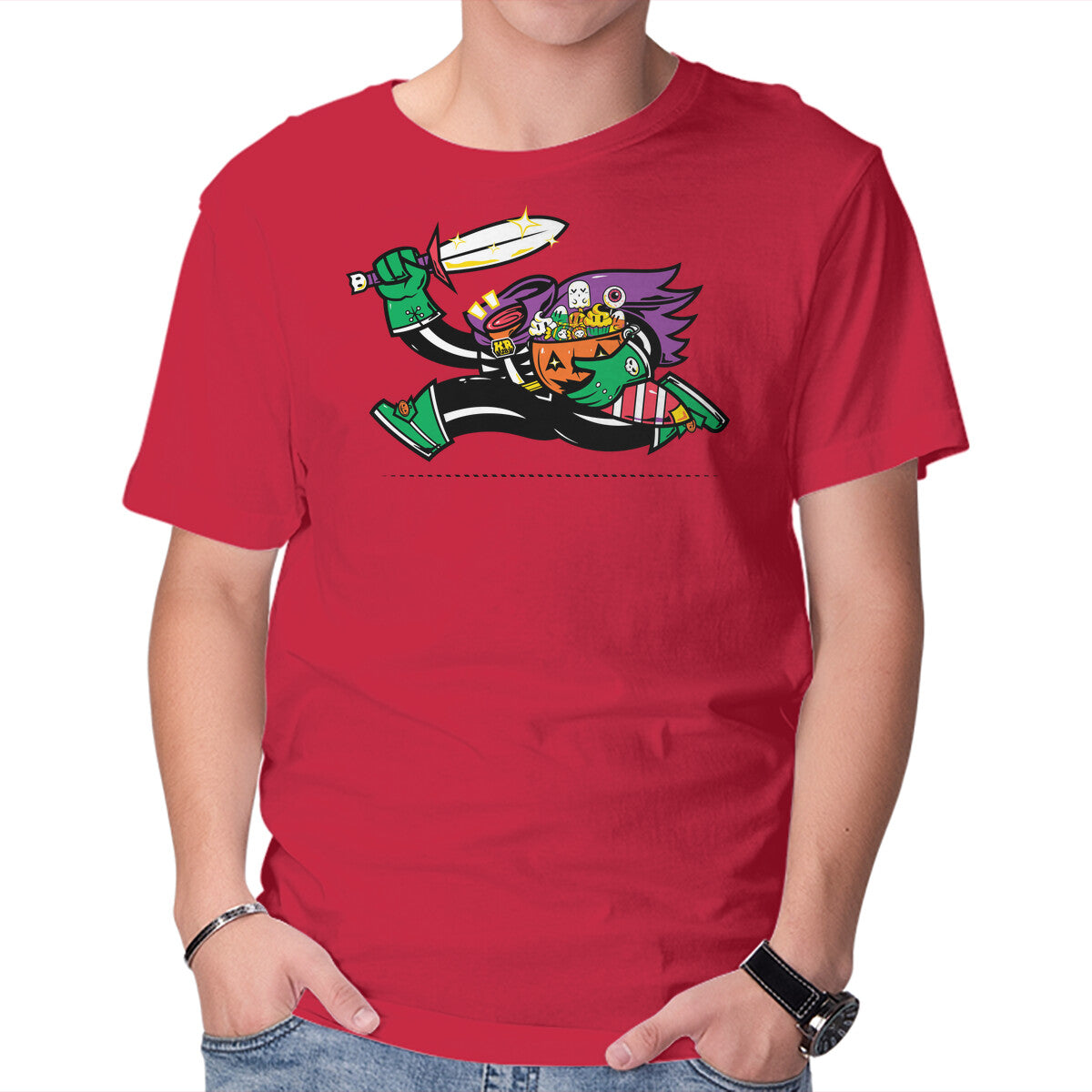 Unisex Crew Neck T-Shirt Headless Trick Or Treat Graphic Short Sleeve Casual Tee XL