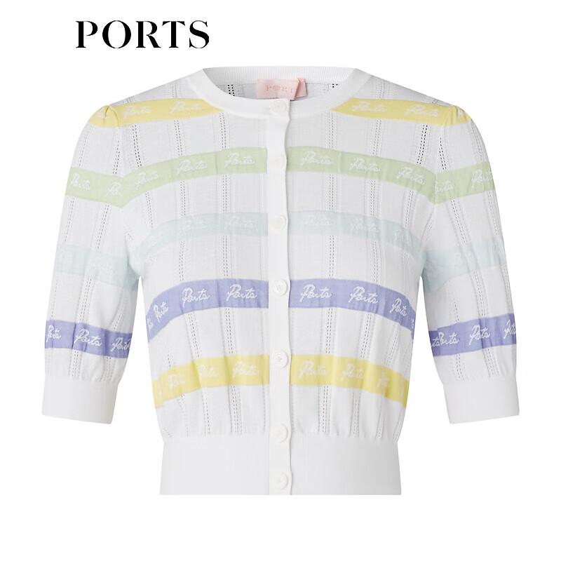 Ports Women's Striped Knit Short Cardigan