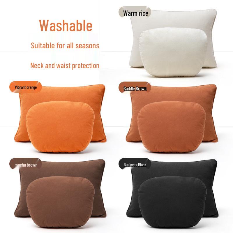 Luxus Universelles Auto Nacken- & Lendenstützkissen - Plüsch Kopfstütze für Sportsitze