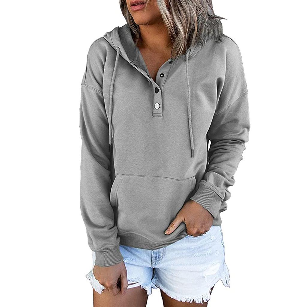 Herbst Winter Damen Sweatshirt Kapuzenpullover Lässig Kordelzug Langarm Locker Mode Damen Tops