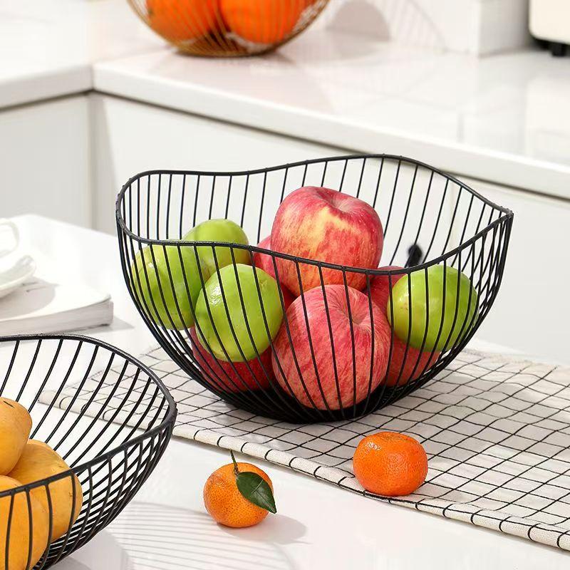2pcs/Iron Fruit Basket Kitchen Storage Basket Household Storage Basket Simple Modern Fruit Basket