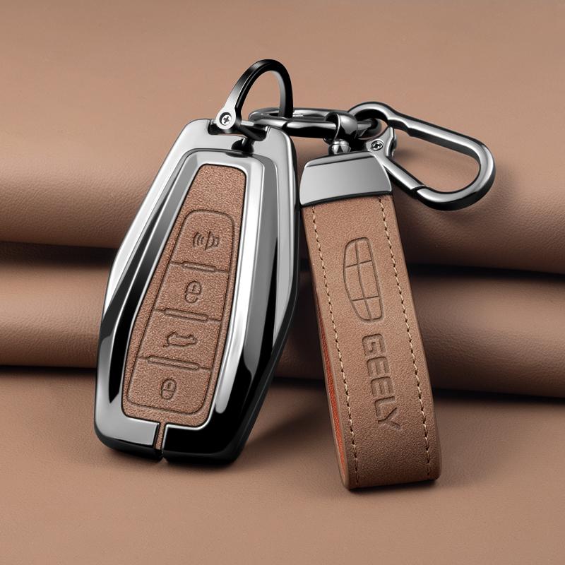 Zinc Alloy Leather Car Key Fob Case For Geely Cool Loch X6 X7 Ex7 Emgrand Global Eagle Gx7 Key Case Car Key Fob Case