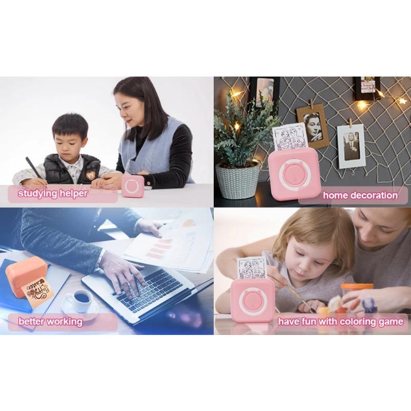 Tragbarer Mini-Thermodrucker, kabellos, BT, 203 dpi, Fotoetikett, Memo, falsche Frage, Drucken mit USB-Kabel, tragbarer Drucker