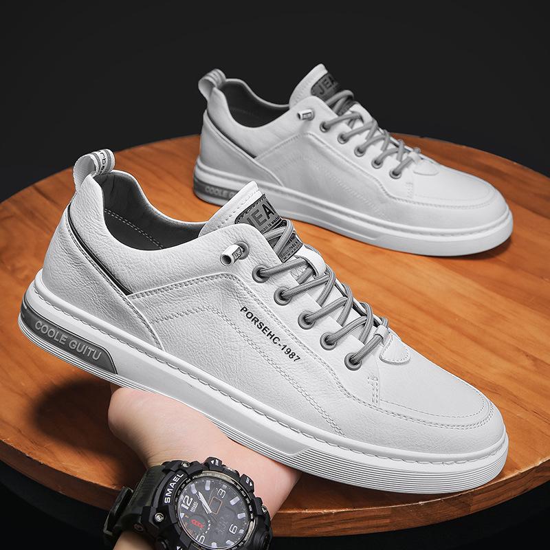 

Spring 2025 Men s Versatile Thick-Soled White Leather Casual Sports Shoes EU 41 білий