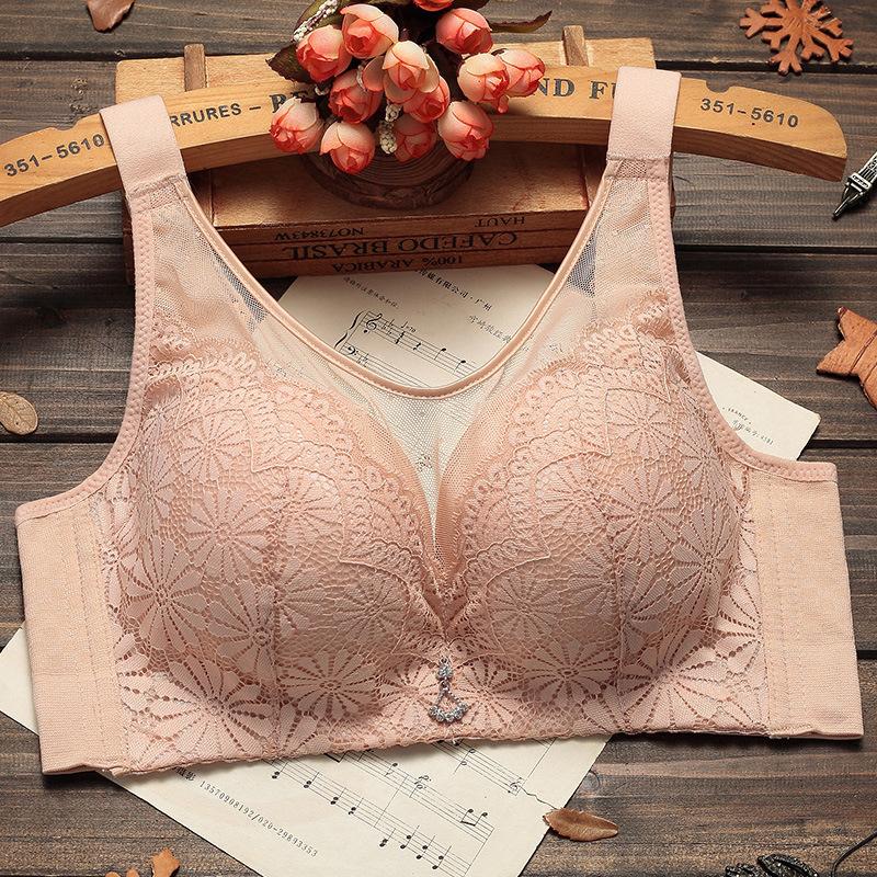 Red Floral Lace Wireless Bra for Women Comfort Support