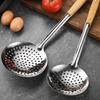 201Stainless Steel Strainer Ladle Large Mesh Skimmer with Wood Handle Oil Skimmer Spoon Suitable for Kitchen Use
