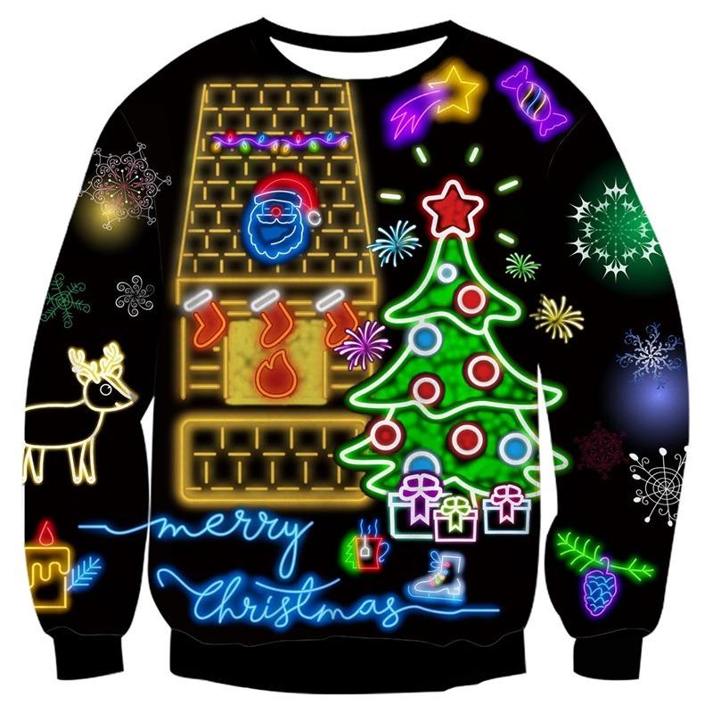 Xmas Christmas Sweater For Men Women Long Sleeve Funny Ugly Santa Claus Playing Hockey Jumpers Party Pullover Sweatshirt