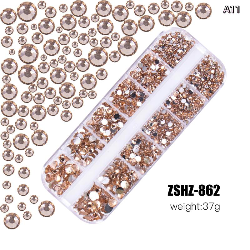 12Grids Box Mix Nail Art Rhinestone Nail Beads AB Crystal Flatback Jewelry Gems With Storage Organizer For Multicolour Nail Art