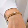 Stainless Steel Mesh Strap Bracelet With Zircon Plated 18K Gold, Ladies Luxury Jewelry Accessories Br-2650