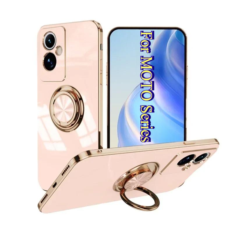 

Plating Gloss Surface Silicone Case For MOTO Edge 50 Fusion Pro G84 G60/S G40F G 5G GPLAY STYLUS 5G Ring Holder Cover MOTO Edge 50 Fusion