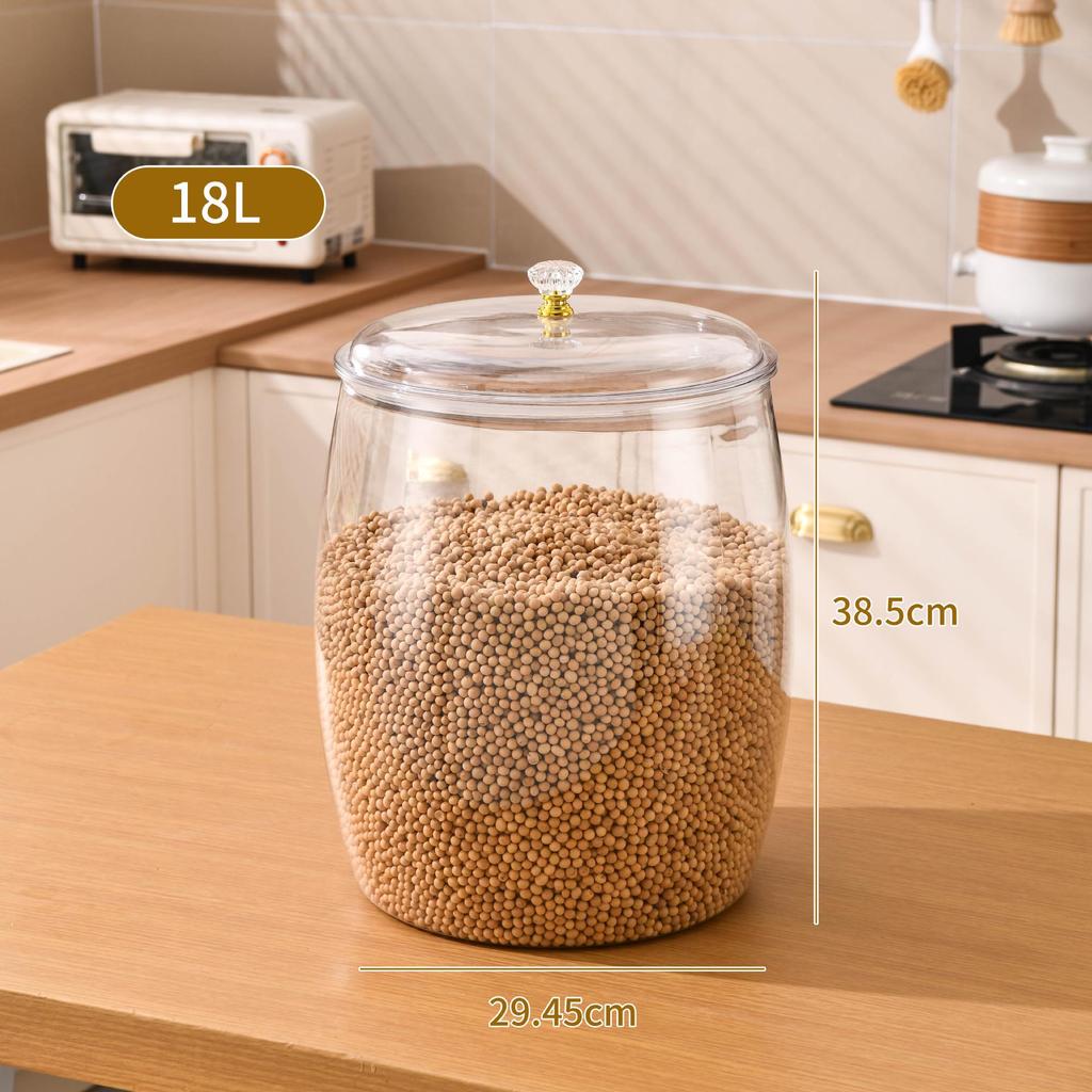 Multi-Grain Waist Drum Jar: Large, Multi-Functional Storage for Grains & Nuts with Lid