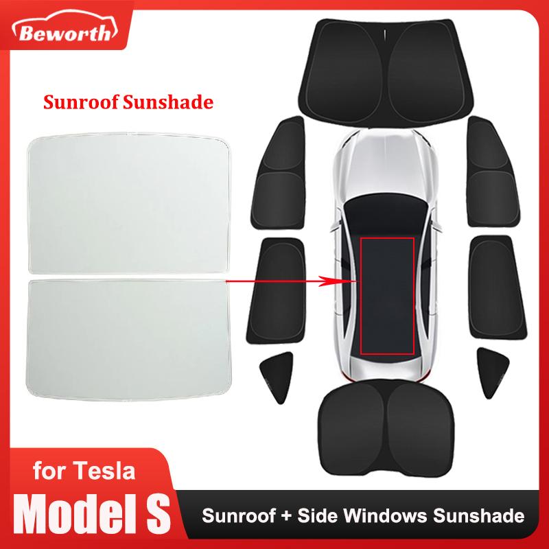 Tendalino Tetto Apribile Per Tesla Model S 2023 Parasole Privacy Finestrino Laterale Tenda Pieghevole Tetto Apribile Rete Ombreggiante Parabrezza ModelS