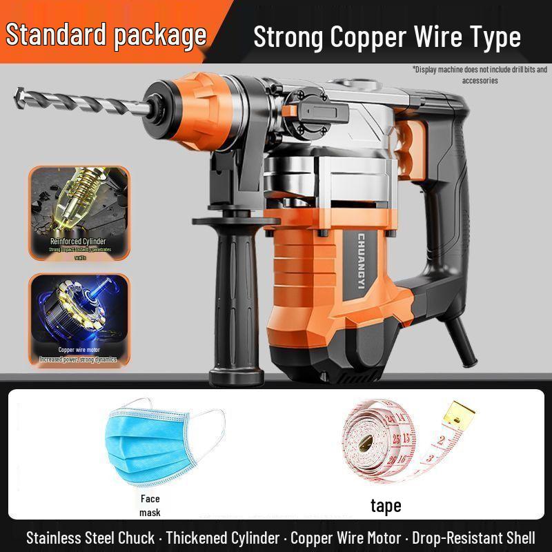 Industrial Grade Multi-Functional Heavy Duty Electric Hammer with Three-in-One Impact for Professional Engineering and Chiseling