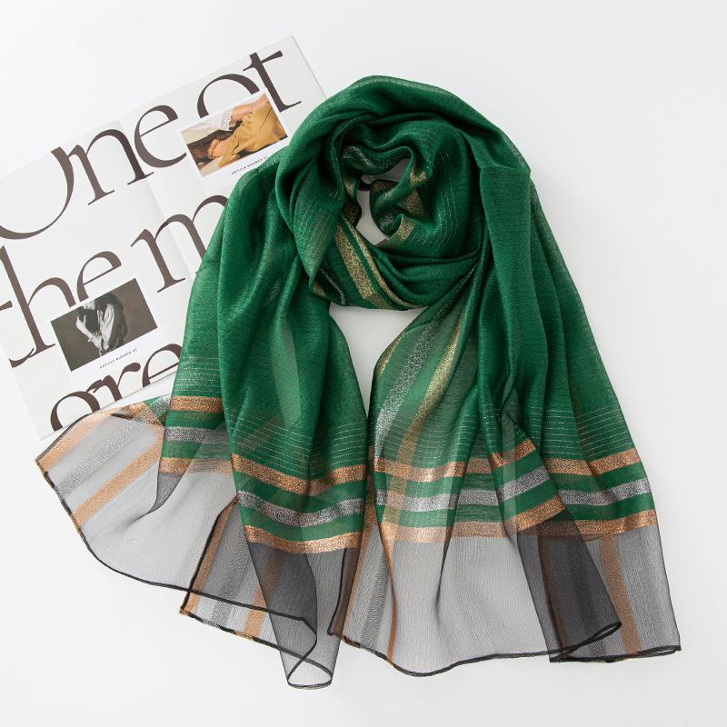 

Luxury Wrap Fashion Striped Scarf Shimmer Hijab Classic Shawl Design Long Muslim Women Smooth Soft Underscarf Hijabs