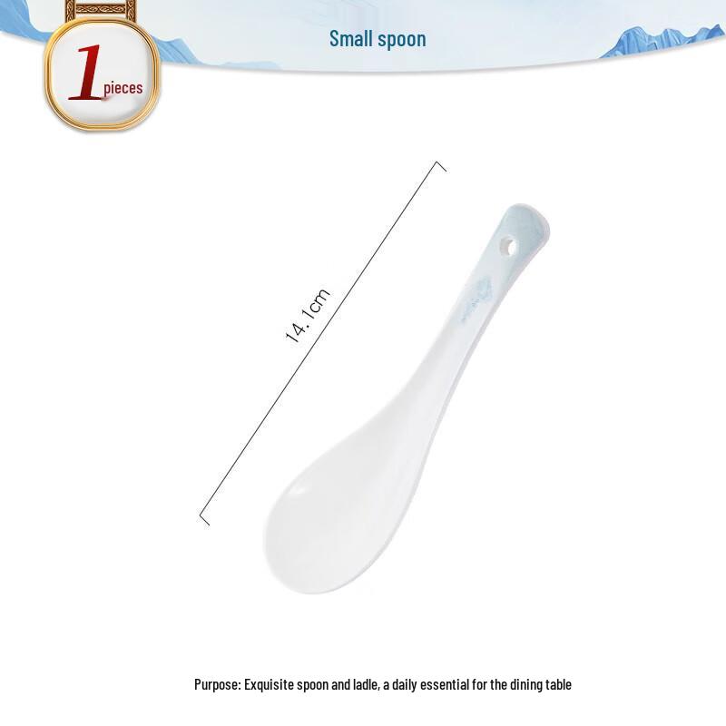Tangshan Bone China Long Handle Soup Spoon - Ceramic Tableware Ladle Spoon