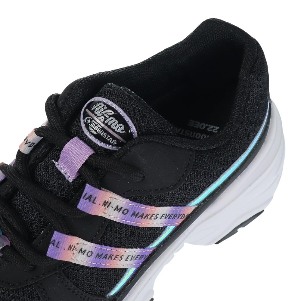 Moonstar NM J084 Size 2E Girls' Sneakers, Black, 21.5 cm,