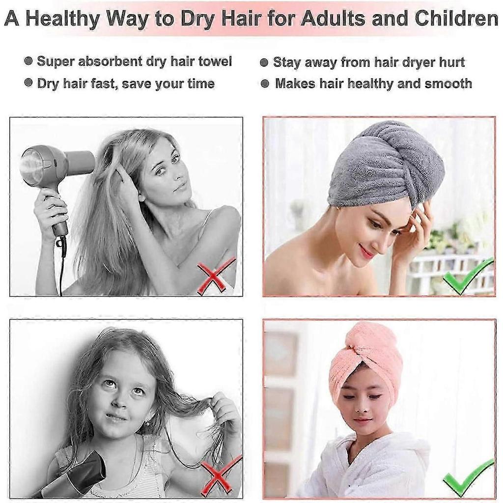 3-Pack Soft Microfiber Hair Towel Turbans with Buttons for Quick Drying, Ideal for Wet, Short, or Curly Hair
