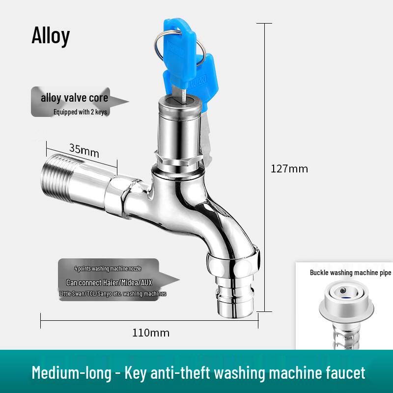 ZISIZ Stainless Steel Outdoor Lockable Washing Machine Faucet