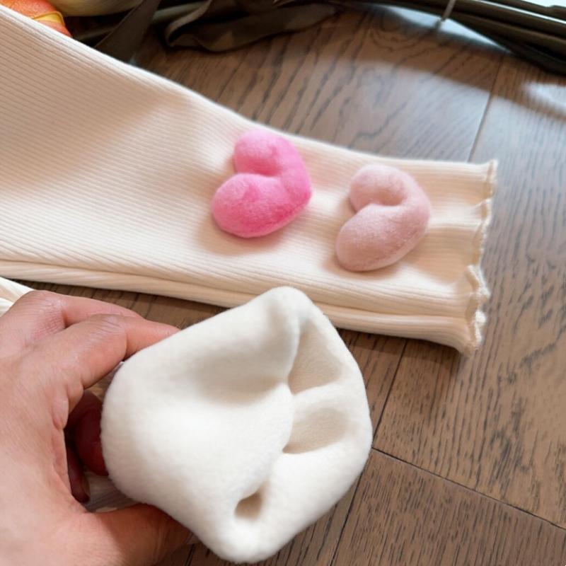 Girls Fleece Lined Pants Winter Warm Korean Style Fashion Heart Print Tights for Baby Toddler Leggings Trousers