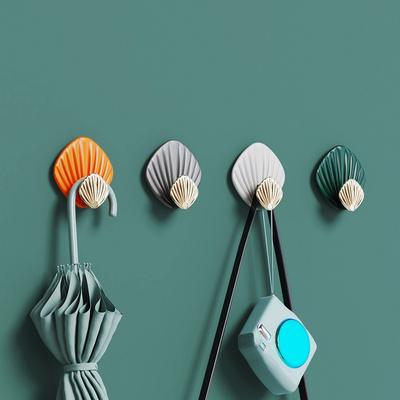 4 stücke Kreative Shell Form Wand Hängen Haken Punch-freies Starken Klebstoff Haken Badezimmer Küche Wand-montiert Nahtlose klebrige Haken