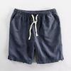 Men's Linen Summer Shorts - Breathable, Loose-Fit, Solid Color Beachwear