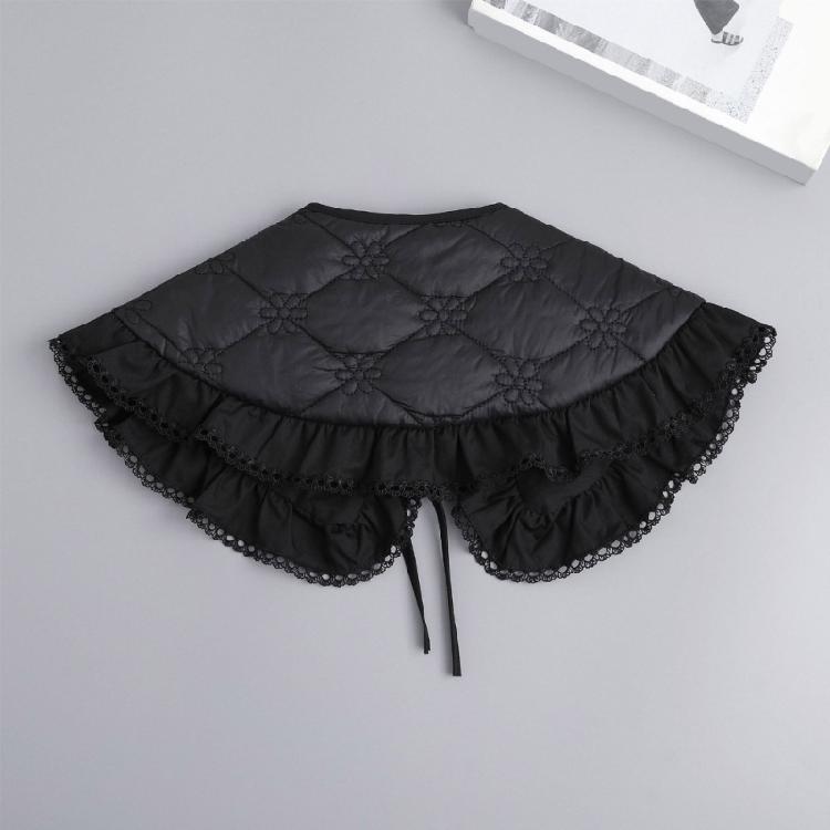 Sophisticated Sequins Quilted Cape False Collar Chinese Elegant Ruffled Lace Layering Shawl Clothing Accessory for Dress