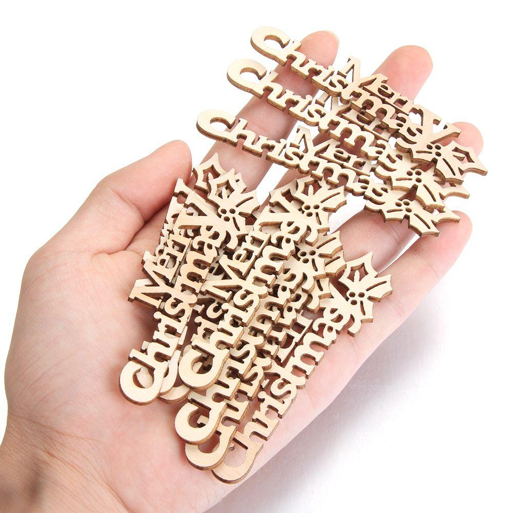 DIY Crafts Laser Cut Hanging Ornaments Wooden Slice Wood Pieces Xmas Decoration Merry Christmas