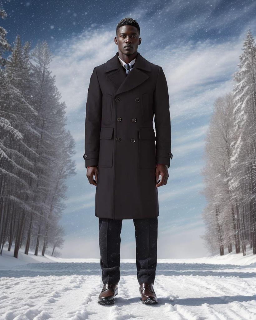 Herren Wollmantel im britischen Stil, zweireihig, mittellang - Herbst/Winter Kollektion